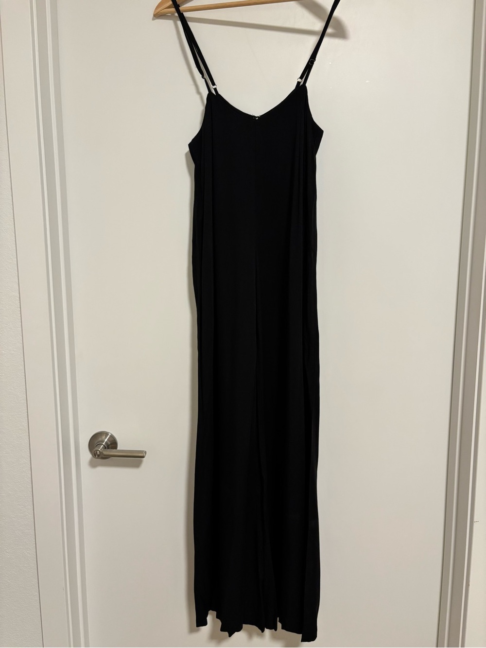 Black low neck, wide leg jumpsuit - Sleek Spaghetti Strap Style